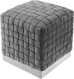 #18 Nicole Miller New York Satine Grey/Chrome Velvet Ottoman