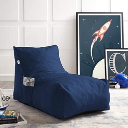 #35 Resty Nylon Bean Bag ChairFoam SofaLounge Chair Sleeper Couch Navy