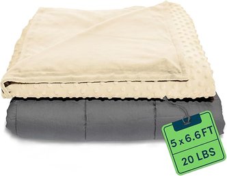 #136 Quility Weighted Blanket For Adults - 20 LB Queen Size 60'x80', Ivory