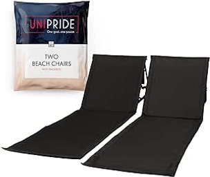 #141 UNIPRIDE Lightweight Beach Chair For Adults Set Of 2 Portable Beach Lounger Easy To Fold And Carry Black