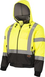 #166 2xl Pioneer High Vis Safety Bomber Jacket For Men  Waterproof Reflective Rain Gear Class 3  Yellow/Black