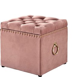 #78 Inspired Home Ella Blush Velvet Storage Ottoman