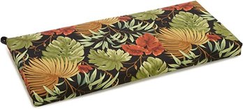 #22 Blazing Needles Patterned Outdoor Spun Polyester Bench Cushion Tropique Raven 57'