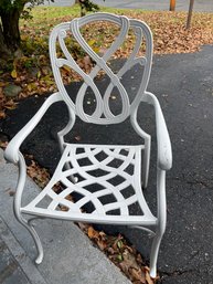 4 White Heavy Solid Metal Patio Chairs (2 Shown)