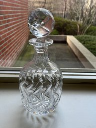 Heavy Chevron Pattern Glass Decanter With Round Stopper - 36