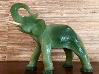 Large Vintage Faux Jade Elephant With Tusks By WONY- LV8