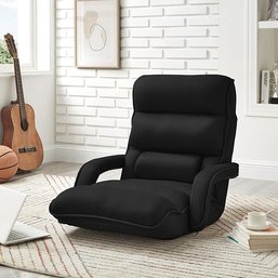 #5 Loungie Dalilah Recliner/Floor Chair, Foldable, Mesh, 5 Adjustable Positions, Washable Cover, Black