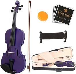 #106 Mendini By Cecilio Violin For Beginners Beginner Kit For Student W/Hard Case, Rosin, Bow Purple