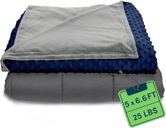 #135 Quility Weighted Blanket For Adults - 25 LB Queen Size  60'x80', Navy