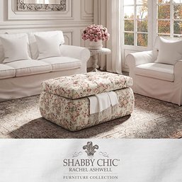 #179 Shabby Chic Tremblay Storage Ottoman Button Tufted Velvet Upholstered Rectangular Cluster Red