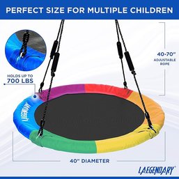 #142 LAEGENDARY Saucer Swing For Kids And Adults - 40 Inch Round Tree Swing, Multicolor