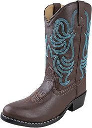 #63 Smoky Mountain Childrens Monterey Western Cowboy Boots Brown Turquoise 13.5