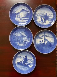 5 Royal Copenhagen Kai Lang 10.25' Plates, Dated 1975-1978, Plus 1970 - 11