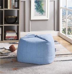 #125 Magic Pouf 3-in-1 Microplush Ottoman, Bean Bag, Floor Pillow, Blue