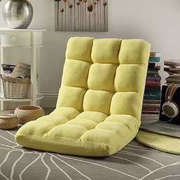 #7 Loungie Super-Soft Folding Adjustable Floor RelaxingGaming Recliner Chair, Yellow