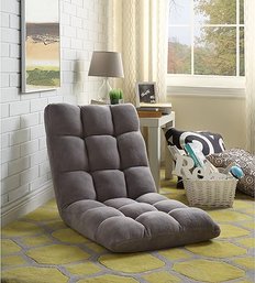 #21 Loungie Microplush Recliner Chair, Grey