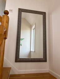 Large Silver Tone Framed Entry Way Mirror -(stairway)