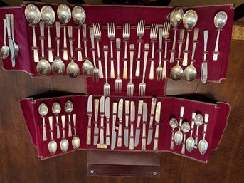 Wm. Rogers Extra Plate Flatware Service For 12 With Extras Monogrammed W- DR6