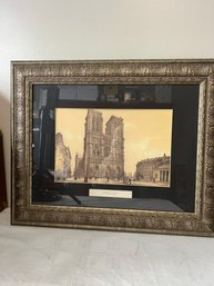 Framed  Unsigned Notre Dame Engraving