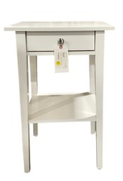 #71 Binrrio Side End Table With Drawer Two-Layer Bedside Table Coffee Table, Night Stand White Light Wear