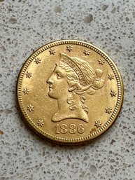 1886 Liberty Gold Ten Dollar Coin- 1