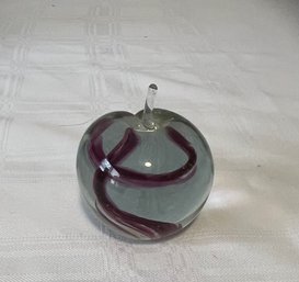 Apple Paperweight With Purple Swirl