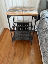 Metal And Wood Top Side Table With Magazine Rack - MB5