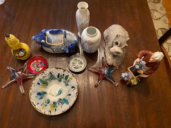 Large Decorative Lot With 2 Star Paperweights, Figurines & More - 60