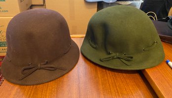 Pair Of Magid Hats: Brown And Olive Green - 77