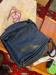 Bridas Black Leather Double Handle Handbag With Dust Bag - 70