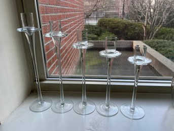 5 Glass Graduated Candlestick Holders - 33