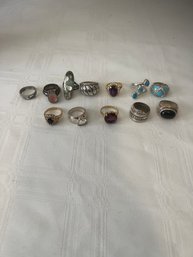 Lot Of 12 Fashion Rings (including Siplada Pink Stone Ring)