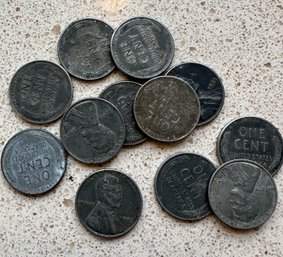 12 (Twelve) 1943 Zinc Wheat One Cent Coins - 47