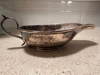 JE Caldwell & Co Silver Open Sauce Bowl With Handle Monogramed 3 Generations 1855, 1894, 1921