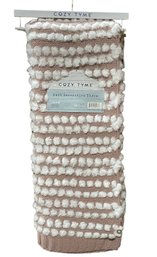 #49 Cozy Tyme Knit Decorative Throw Blush/White