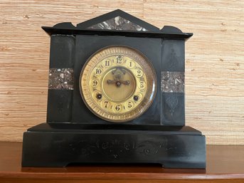 Antique Black Marble Architectural Clock - LV5