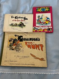 3 Vintage Black Americana Books -  Golliwoggs  Fox Hunt & At The Sea Side Plus Look Out Noddy - 121br1