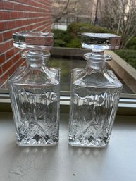 2 Crystal Glass Square Top Decanters - 34