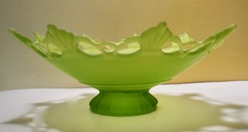 Mid Century Green Frosted Compote