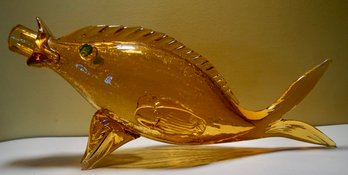 Mid Century Murano Hand Blown Amber Glass Fish