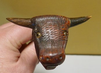 Vintage Carved Buffalo Smoking Tobacco Pipe (glass Eyes)