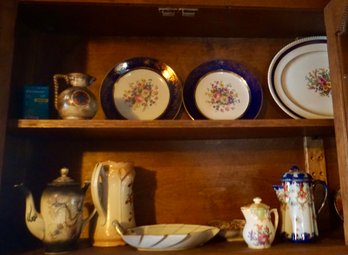 Lot Of 22 Pieces Of China ( 2 Cabinets Over Half Wall)