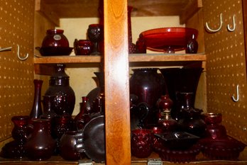 Entire Cabinet Full Of Ruby Glass