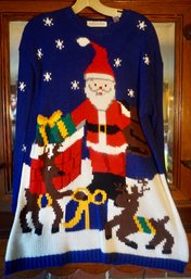#5 Vintage Santa Sweater Blue Size M
