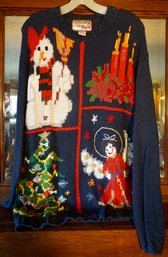 #6 Vintage Christmas Sweater Candles/Tree, Angel & Snowman Size M