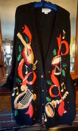 #9 Vintage Hand Knit Beaded Cardigan Sweater Size M