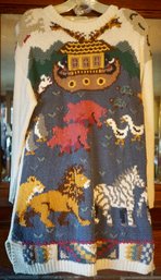 #11 Vintage Noah's Ark Hand Knitted Sweater Size S