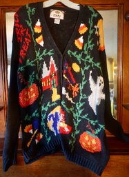 #14 Vintage Halloween Cardigan Sweater Size L
