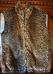 #21 Vintage Faux Fur Leopard Zip Front Size L