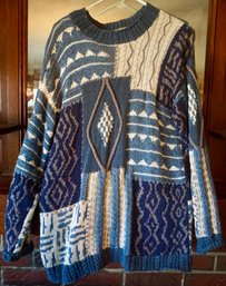 #48 Vintage Blue/White Pullover Sweater Size S